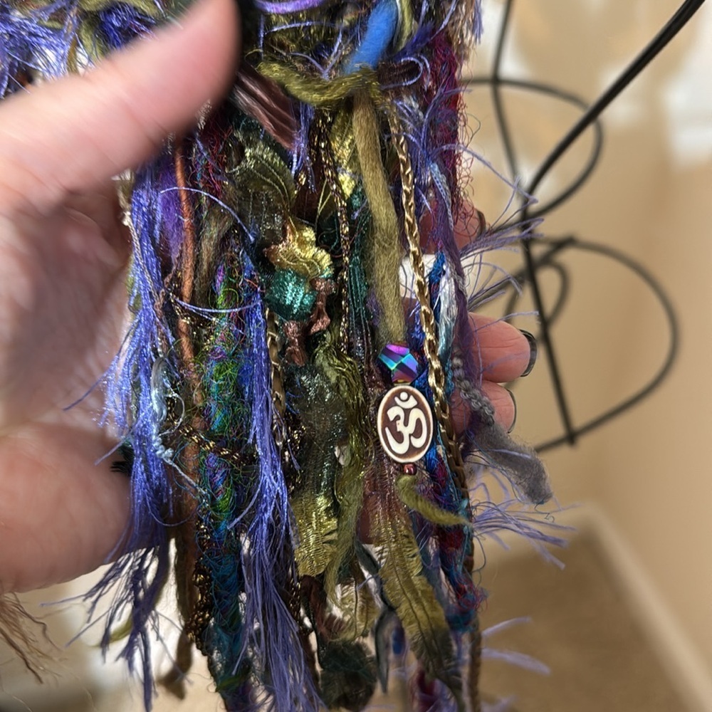 Hand Made boho yoga Infinity Scarf NWOT beads crystals - Picture 5 of 6